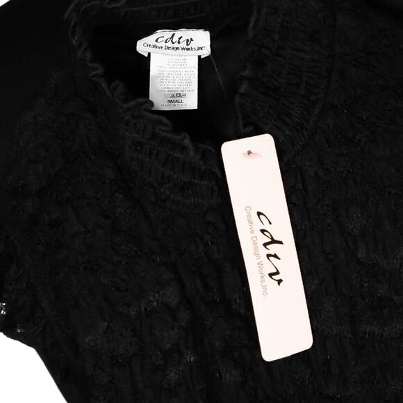 Creative Design Works Women's Blouse Black Floral Lace Stretch Sleeveless Top S - Picture 3 of 9